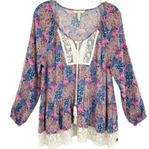 Matilda Jane Women’s Peasant Blouse Boho Lace Top
